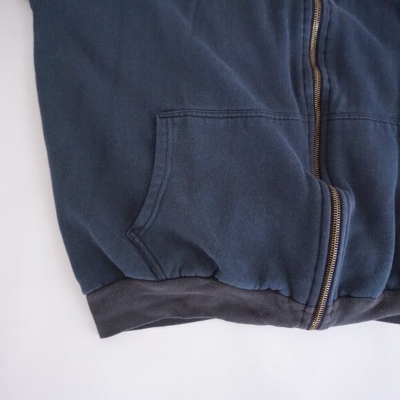 VTG '90s Sam Eer Adam Ferrari Navy Honeycomb Lined Zip Up Hoodie Sweatshirt XL - Picture 10 of 12